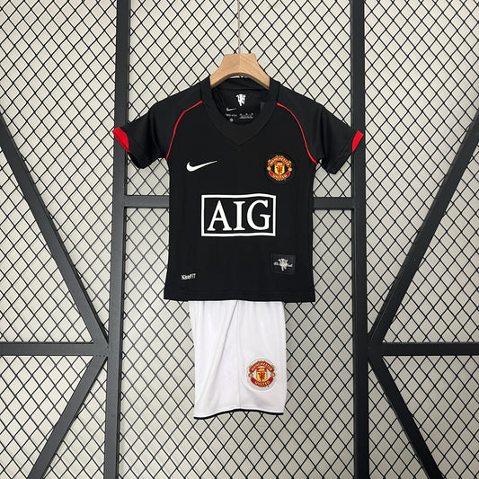 2007/08 Manchester United Away Black Retro Kids Kit