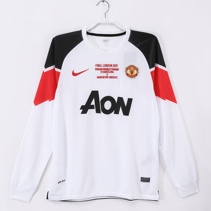 2010/11 Manchester United Away White UCL Retro 3B (Long Sleeve)