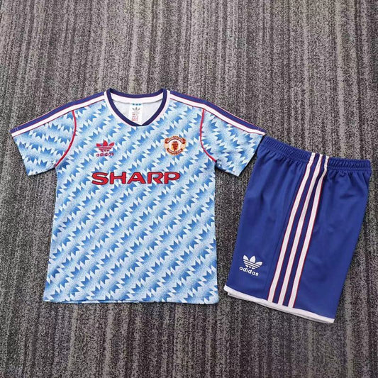 1992 Manchester United Blue/White Retro Kids Kit