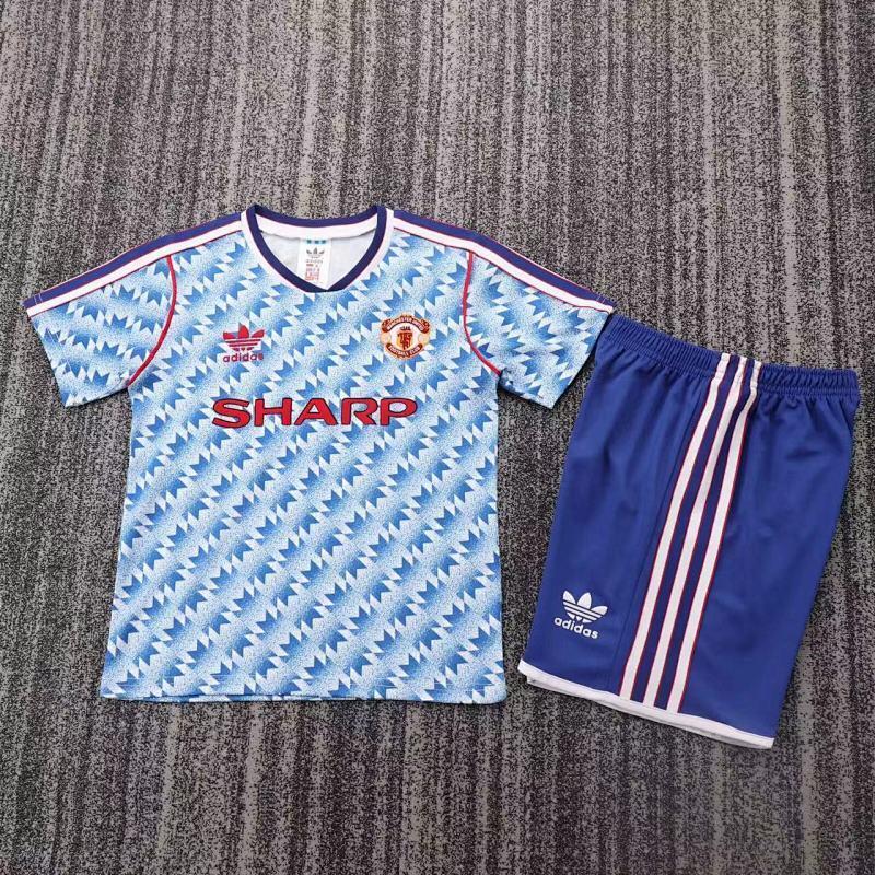 1992 Manchester United Blue/White Retro Kids Kit (16, Yes, Yes)