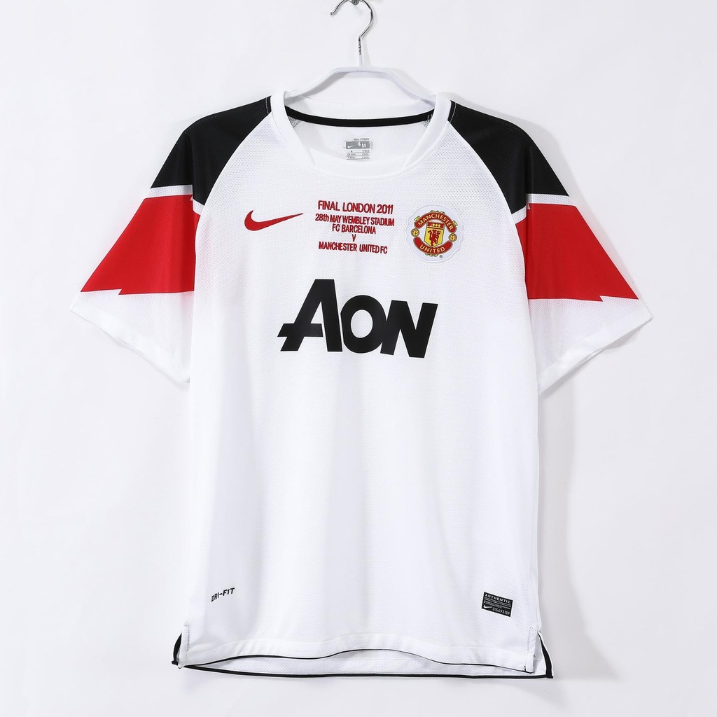 2010/11 Manchester United Away White UCL Retro 8A (M, Yes, Yes)